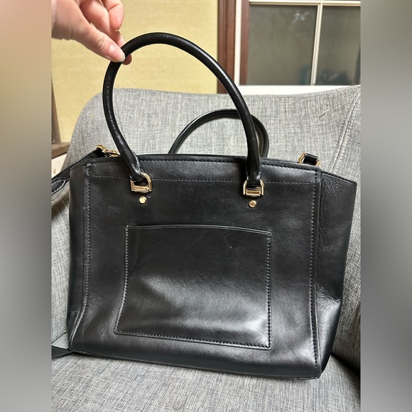 Michael Kors Black Leather Satchel Shoulder Bag Crossbody Purse Benning New - Picture 6 of 9